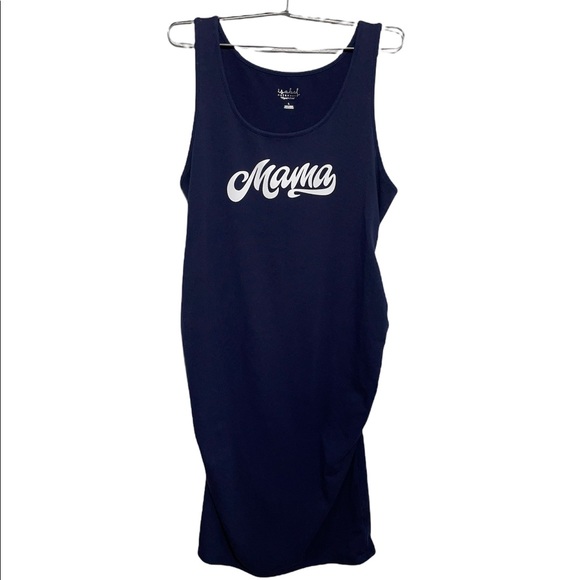 Isabel Maternity Sleeveless Mama Graphic T-Shirt Maternity Dress - Picture 1 of 8